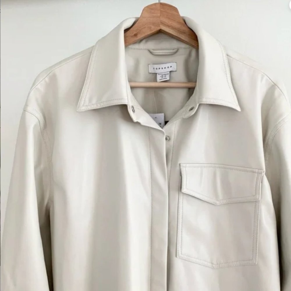 NWT Topshop Maternity off white faux leather shacket size 10 - Picture 3 of 4